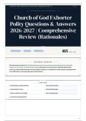 Church of God Exhorter Polity Questions & Answers 2026-2027 Comprehensive Review &lpar;Rationales&rpar;