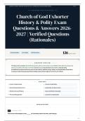 Church of God Exhorter History & Polity Exam Questions & Answers 2026-2027 Verified Questions &lpar;Rationales&rpar;