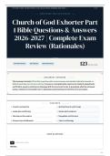 Church of God Exhorter Part 1 Bible Questions & Answers 2026-2027 Complete Exam Review &lpar;Rationales&rpar;