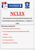 NCLEX Next-Generation Actual Exam 2026-2027 Questions And Correct Detailed Answers With Rationales &vert;&vert; Complete A&plus; Guide&period;&NewLine;