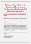 Fire Inspector Practice Exam Practice Questions and Correct Answers &lpar;Verified Answers&rpar; Plus Rationale 2026 Q&A&vert; Instant Download Pdf