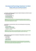 Developmental Psychology Final Exam Test Bank Study Guide and Verified Answers&period;