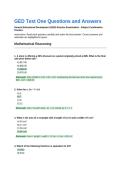 GED Test One Questions and Answers