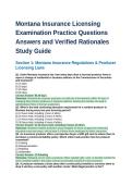 Montana Insurance Licensing Examination Practice Questions Answers and Verified Rationales Study Guide&period;&NewLine;&NewLine;