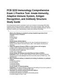 PCB 3233 Immunology Comprehensive Exam 1 Practice Test&lowbar; Innate Immunity&comma; Adaptive Immune System&comma; Antigen Recognition&comma; and Antibody Structure Study Guide&period;&NewLine;&NewLine;