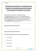 CERTIFIED EVSE INSTALLER LICENSING EXAM COMPLETE 300 QUESTIONS WITH DETAILED SOLUTIONS JUST RELEASED THIS YEAR&period;pdf is a comprehensive study resource designed to help candidates prepare for an Electric Vehicle Supply Equipment &lpar;EVSE&rpar; installer licensing or