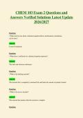 2257 CHEM 103 Exam 2 Questions and Answers Verified Solutions Latest Update 2026 2027