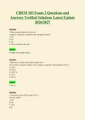 2258 CHEM 103 Exam 2 Questions and Answers Verified Solutions Latest Update 2026 2027
