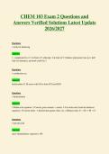 2260 CHEM 103 Exam 2 Questions and Answers Verified Solutions Latest Update 2026 2027
