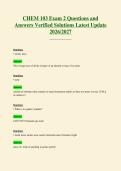 2261 CHEM 103 Exam 2 Questions and Answers Verified Solutions Latest Update 2026 2027