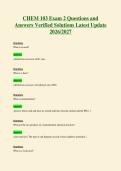 2262 CHEM 103 Exam 2 Questions and Answers Verified Solutions Latest Update 2026 2027
