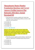 Massachusetts Master Plumber &NewLine;Examination Questions And Correct &NewLine;Answers &lpar;Verified Answers&rpar; Plus &NewLine;Rationales 2026 Q&A &vert; Instant &NewLine;Download Pdf 