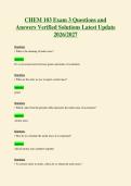 2263 CHEM 103 Exam 3 Questions and Answers Verified Solutions Latest Update 2026 2027