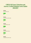 2264 CHEM 103 Exam 3 Questions and Answers Verified Solutions Latest Update 2026 2027&period;