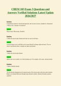 2267 CHEM 103 Exam 3 Questions and Answers Verified Solutions Latest Update 2026 2027