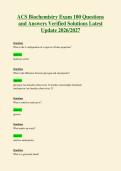 1018 ACS Biochemistry Exam 100 Questions and Answers Verified Solutions Latest Update 2026 2027