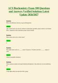 1019 ACS Biochemistry Exam 100 Questions and Answers Verified Solutions Latest Update 2026 2027