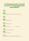 1020 ACS Biochemistry Exam A&plus; Questions and Answers Verified Solutions Latest Update 2026 2027