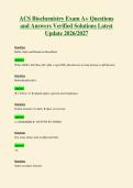 1021 ACS Biochemistry Exam A&plus; Questions and Answers Verified Solutions Latest Update 2026 2027