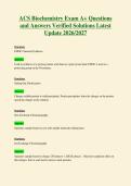 1022cACS Biochemistry Exam 100 Questions and Answers Verified Solutions Latest Update 2026 2027