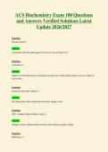 1023 ACS Biochemistry Exam 100 Questions and Answers Verified Solutions Latest Update 2026 2027