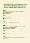 1025 ACS Biochemistry Newest Certification Exam Guaranteed PASS Questions and Answers Verified Solutions Latest Update 2026 2027