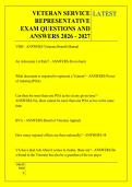 VETERAN SERVICE &NewLine;REPRESENTATIVE &NewLine;EXAM QUESTIONS AND &NewLine;ANSWERS 2026 - 2027