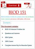 BIOD 151 Module 5 Problem Set&colon; Complete Answer Key for Muscular System &vert; Questions and Answers &vert; 2026 Update &vert; 100&percnt; Correct