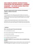 WGU D658 PLANNING INSTRUCTIONAL STRATEGIES FOR MEANINGFUL LEARNING 2026&sol;2027 &ndash; OA STUDY GUIDE&comma; PRACTICE QUESTIONS & ANSWERS