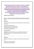 Medication Aide State Test Exam 2025&sol;2026 &vert; Verified &NewLine;Questions and Correct Answers &vert; 100&percnt; Updated &NewLine;Certification Prep Medication Aide Certification Exam &vert; &NewLine;Medication Administration&comma; Dosage Calculations&comma; Safety &NewLine;Protocols&comma; Legal & Ethical Responsibil