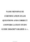NAMS Menopause Certification Examination Study Guide &vert; Questions and Answers