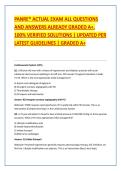 PANRE&reg; ACTUAL EXAM ALL QUESTIONS &NewLine;AND ANSWERS ALREADY GRADED A&plus;&period; &NewLine;100&percnt; VERIFIED SOLUTIONS &vert; UPDATED PER &NewLine;LATEST GUIDELINES &vert; GRADED A&plus;