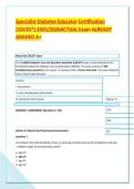 Specialist Diabetes Educator Certification &NewLine;&lpar;CDCES&reg;&rpar; 2025&sol;2026ACTUAL Exam ALREADY &NewLine;GRADED A&plus; 