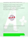 PN MENTAL HEALTH PROCTORED EXAM QUESTIONS AND ANSWERS ALREADY GRADED A&plus;&period; 100&percnt; Verified Solutions &vert; Updated Per Latest Guidelines &vert; Graded A&plus;