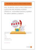 HESI  PN MENTAL HEALTH PROCTORED EXAM  &NewLine;QUESTIONS AND ANSWERS ALREADY &NewLine;GRADED A&plus;&period; 100&percnt; Verified Solutions &vert; Updated &NewLine;Per Latest Guidelines &vert; Graded A&plus; 