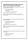 NURS 8024 Pharmacology Final Exam Practice 100 &NewLine;Questions with Verified Answers and Rationales