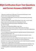 BQA Certification Exam &ndash; Test Questions and Correct Answers &vert; Comprehensive Study Guide 2026&sol;2027