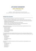 AP Human Geography Unit 1 Practice Test &mdash; Thinking Geographically