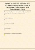 Exam 1&colon; NUR209&sol; NUR 209 &lpar;Latest 2026&sol; &NewLine;2027 Update&rpar; Medical Surgical Nursing II&vert; &NewLine;Questions and Verified Answers&vert; 100&percnt; &NewLine;Correct&vert; Grade A &ndash; Fortis