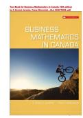 Test Bank &ndash; Business Mathematics in Canada&comma; 10th Edition &lpar;F&period; Ernest Jerome & Tracy Worswick&rpar; &vert;ISBN-13 &rlm; &colon; &lrm; 978-1260065992 &vert; All Chapters &vert;  Complete Question and Answer Collection