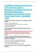 Construction & Landscape Irrigation &ndash; Certified Irrigation Contractor &lpar;CIC&rpar; Practice Exam &vert; Questions&comma; Verified Answers & Detailed Rationales &vert; 2026 Certification Exam Prep &vert; Irrigation Design & Installation