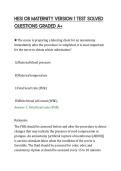 HESI OB MATERNITY VERSION 1 TEST SOLVED QUESTIONS GRADED A