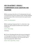 HESI OB MATERNITY VERSION 1 COMPREHENSIVE EXAM QUESTIONS AND SOLUTIONS&period;pdf&NewLine;&NewLine;