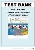 Test Bank for Davis Advantage for Basic Nursing&colon; Thinking&comma; Doing&comma; and Caring 2ND Edition by Treas -
