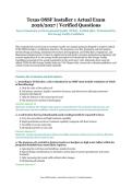 Texas OSSF Installer 1 Actual Exam &ndash; Texas Commission on Environmental Quality &lpar;TCEQ&rpar; &ndash; 2026&sol;2027 Academic Year &ndash; Verified Questions and Answers
