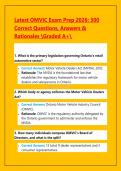 Latest OMVIC Exam Prep 2026&colon; 300 Correct Questions&comma; Answers & Rationales Graded A&plus; 