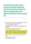 Maryland Hazard Analysis Critical &NewLine;Control Point &lpar;HACCP&rpar; Certification &NewLine;Exam Practice Questions And Correct &NewLine;Answers &lpar;Verified Answers&rpar; Plus &NewLine;Rationale 2026 Q&A&vert; Instant Download &NewLine;Pdf 