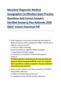 Maryland Diagnostic Medical &NewLine;Sonographer Certification Exam Practice &NewLine;Questions And Correct Answers &NewLine;&lpar;Verified Answers&rpar; Plus Rationale 2026 &NewLine;Q&A&vert; Instant Download Pdf  