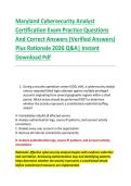 Maryland Cybersecurity Analyst &NewLine;Certification Exam Practice Questions &NewLine;And Correct Answers &lpar;Verified Answers&rpar; &NewLine;Plus Rationale 2026 Q&A&vert; Instant &NewLine;Download Pdf  