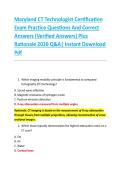 Maryland CT Technologist Certification &NewLine;Exam Practice Questions And Correct &NewLine;Answers &lpar;Verified Answers&rpar; Plus &NewLine;Rationale 2026 Q&A&vert; Instant Download &NewLine;Pdf 